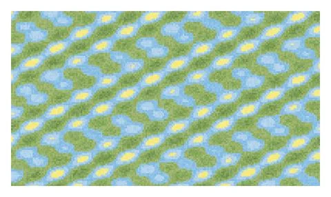 Abstract pixelated pattern with organic shapes in green blue yellow. 스톡 일러스트