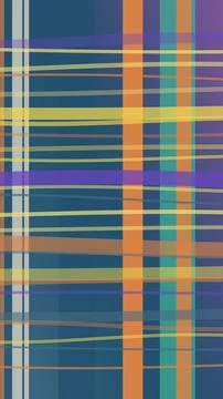 Abstract pixelated plaid pattern with vertical and grid stripes in blue, or.. Stock Illustration