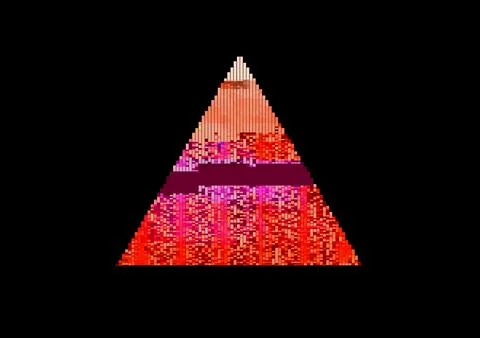Abstract Pixelated Triangle with Vibrant Gradient Colors from Pink Purple Red 스톡 일러스트