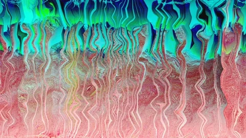 Abstract pixels ripples morphing motions, glowing colors, seamless loop Stockbeeldmateriaal 124388178