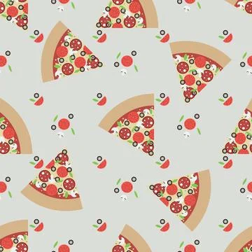Abstract pizza vector seamless pattern, pizza texture, Stock Illustration