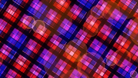 Abstract Plaid Pattern with Bubbles - Red, Blue, Purple Geometric Background Stock Footage 332494605