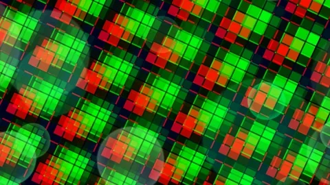 Abstract Plaid Pattern with Green and Red Tones Stock Footage 332043896