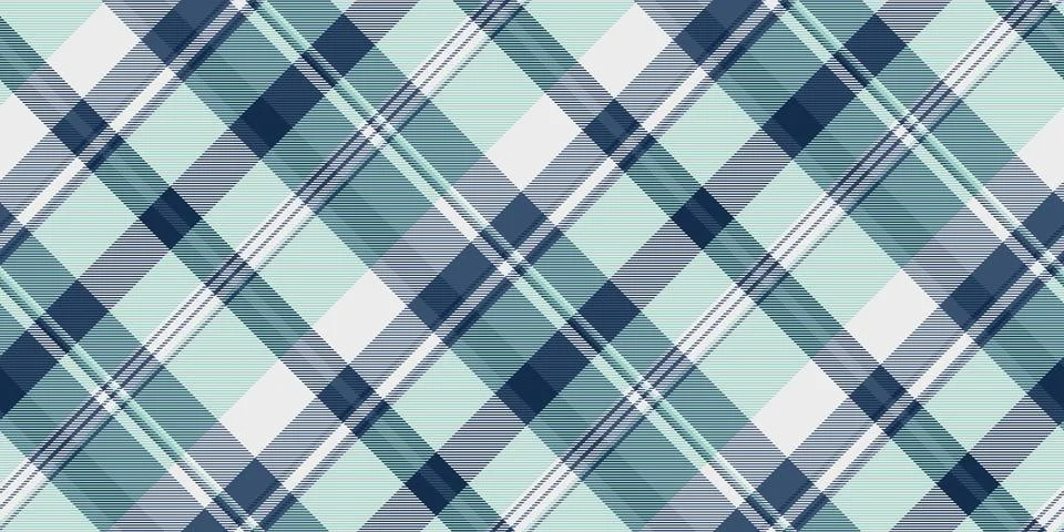 Abstract plaid pattern with intersecting lines in cool blues, greens, and whi イラスト素材