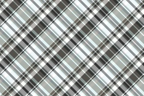 Abstract plaid pattern, textile design. Seamless diagonal lines in gray, whit Stock Illustration