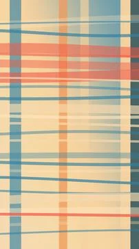 Abstract plaid pattern in warm pastel blue, peach, and cream, creating a ca.. Illustrazione stock