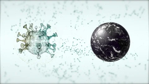 Abstract planet and virus cell floating side by side over white background. Stock Footage 127248317