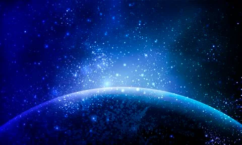 Abstract planet in blue space Stock Illustration