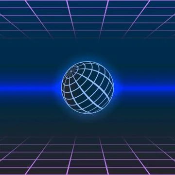 Abstract planet covered with a grid in the style of the 80s Stock-Illustration