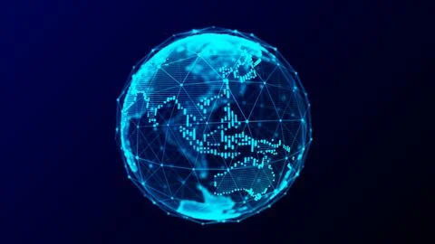 Abstract planet Earth with particles and a connected shell with lines. Glob.. Stock Illustration