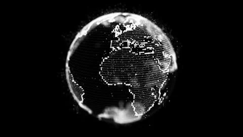 Abstract planet Earth with particles and a connected shell with lines. Scie.. Ilustración de archivo