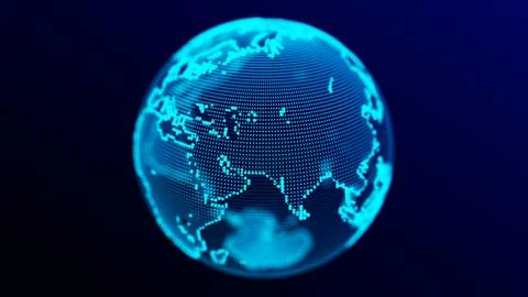 Abstract planet Earth with particles and a connected shell with lines. Glob.. Stock Illustration
