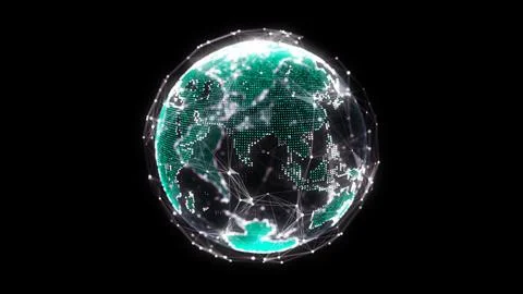 Abstract planet Earth with particles and a connected shell with lines. Glob.. Stock Illustration