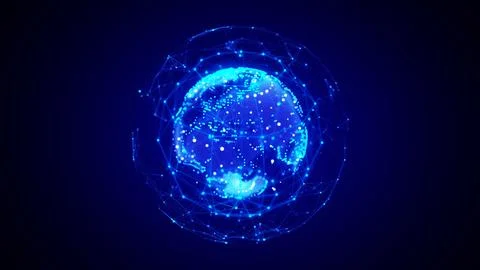 Abstract planet Earth with particles and a connected shell with lines. Glob.. Stock Illustration