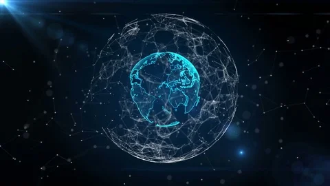 An abstract planet earth with a structure of plexus and particles around. Planet Stock Footage 82057649