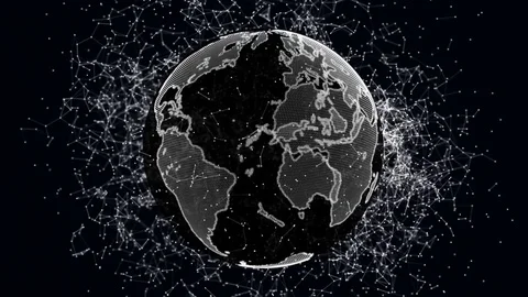 An abstract planet earth with a structure of plexus and particles around. Planet Stock Footage 82063653
