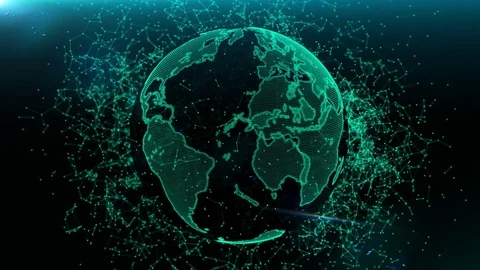 An abstract planet earth with a structure of plexus and particles around. Planet Stock Footage 82105015