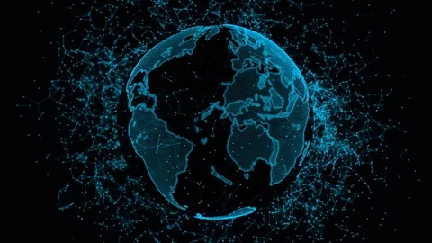 An abstract planet earth with a structure of plexus and particles around. Planet 스톡 동영상 83091836