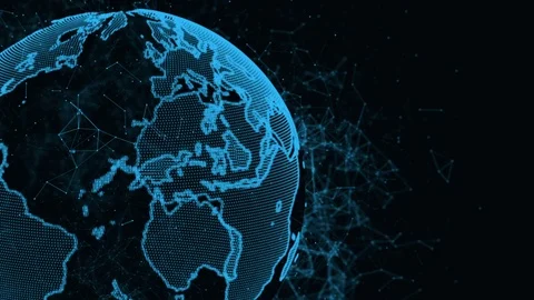 An abstract planet earth with a structure of plexus and particles around. Planet Stock Footage 83092349