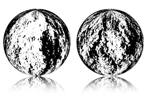 Abstract planet on grunge background, logo. Vintage hand drawn vector Stock Illustration