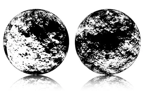 Abstract planet on grunge background, logo. Vintage hand drawn vector Stock Illustration