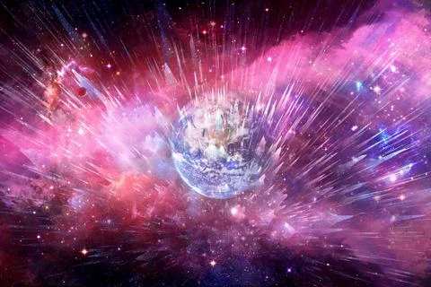 Abstract Planet In A Nebula Galaxy Explodes Into Deep Space Stock Illustration