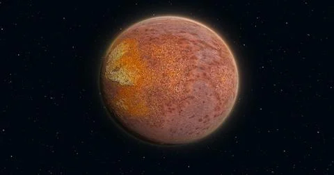 Abstract planet red rusty realistic futuristic round sphere against the backg Stock Illustration