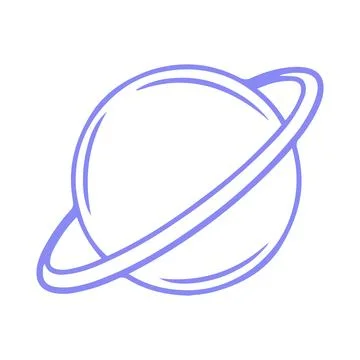Abstract Planet With Ring Line Icon Stock Illustration