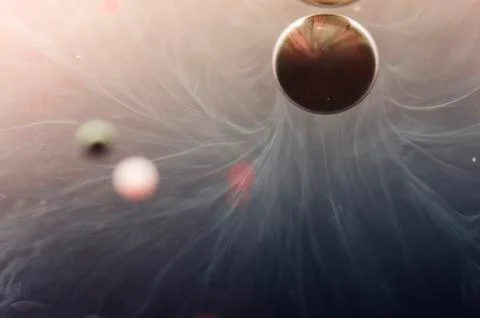 Abstract planets background creative composition with liquids Stock Illustration