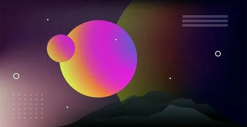 Abstract planets on a background of wireframe geometric shapes. Abstract dr.. Stock Illustration