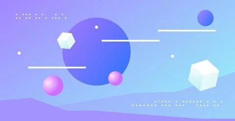 Abstract planets on a background of wireframe geometric shapes. Abstract draw Stock Illustration