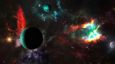 Abstract planets in space background  Loopable Stock Footage 158180224
