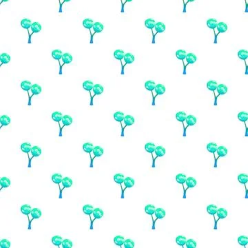 Abstract plant pattern with cyan botanical elements Stock Illustration