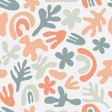 Abstract plants flat vector seamless pattern. Minimalistic foliage and branches Stock Illustration