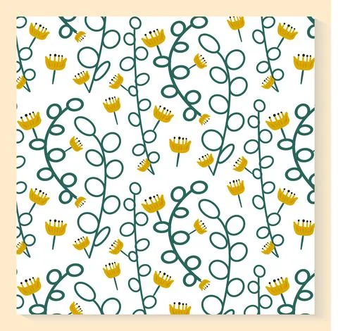 Abstract plants seamless pattern with hand drawing wild field herbs and flowers Stock Illustration