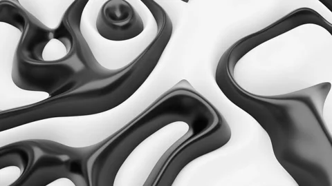 Abstract plastic 3D black and white turbulent lined background with liquid .. Stock Footage 309085139