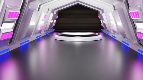 Abstract platform 3d rendering for trade show Shades of style Science lab Stock Illustration