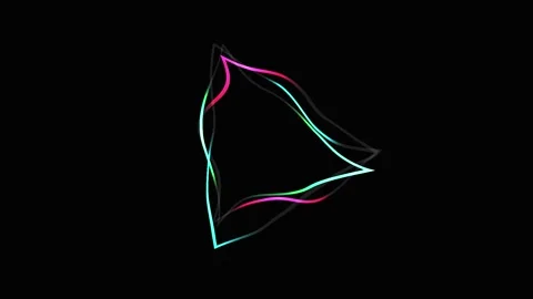 Abstract Play Button Animation with Neon Glow and Glitch Effect on Black Ba.. Stock Footage 343419311