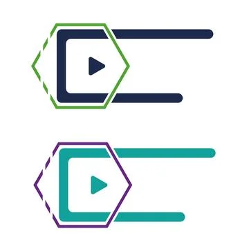 Abstract Play Button Arrow Triangle Icon Vector Logo Template Illustration Desig Stock Illustration
