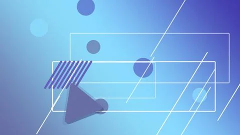 An abstract play button icon with blue and purple gradient, geometric lines.. Stock Illustration