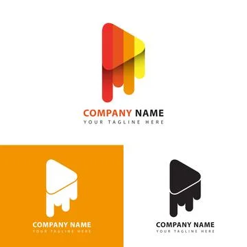 Abstract play button media logo design template Stock Illustration