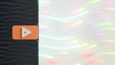 Abstract Play Button with Neon Wavy Background Stock Footage 292100168