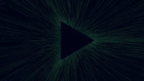 Abstract play button silhouette with fast moving starfield warp speed background Vídeos de archivo 332108118