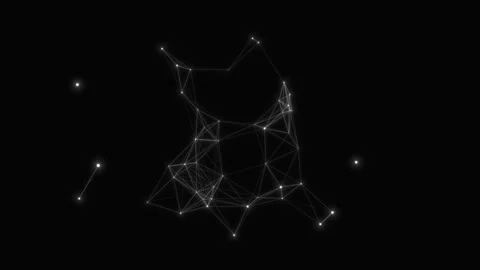 Abstract Plexus Animation of White Glowing Dots and Lines on Black Background Stock Footage 332741035
