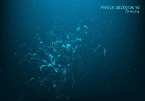 Abstract plexus background with connected lines and dots. Wave flow. Plexus g Illustrazione stock