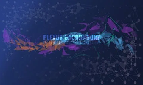 Abstract plexus background with connected lines and dots. Wave flow for your Stock Illustration
