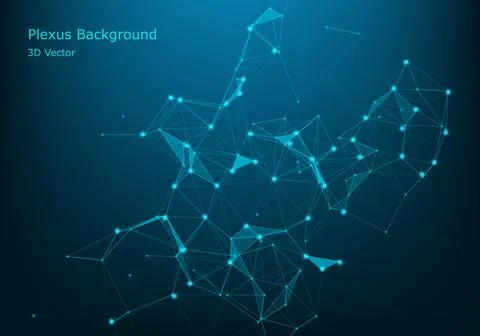 Abstract plexus background with connected lines and dots. Plexus geometric ef Illustrazione stock