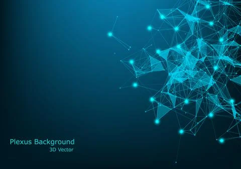 Abstract plexus background with connected lines and dots. Plexus geometric ef Stock Illustration