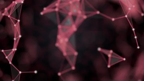 Abstract plexus background. Connection of red lines and dots making a polygonal Stock Footage 121924590