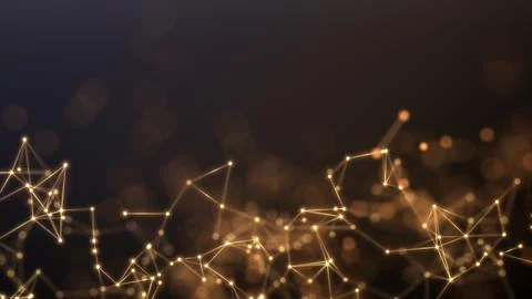 Abstract plexus background with glowing yellow and orange connecting lines .. 스톡 일러스트